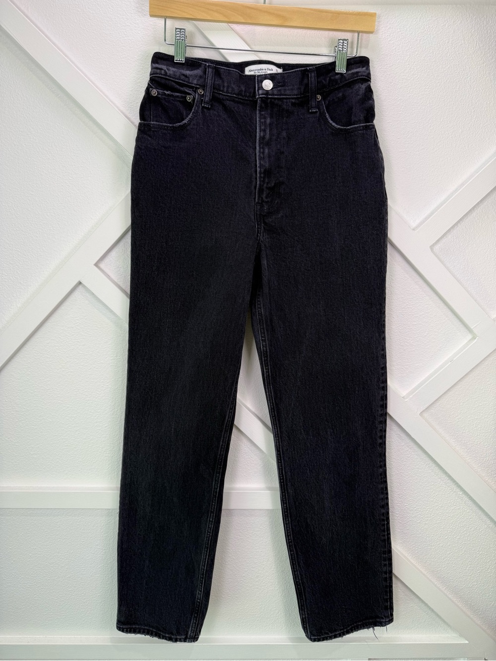 Abercrombie & Fitch The 90s Straight Ultra High Rise Washed Black Size 27 - Picture 2 of 10